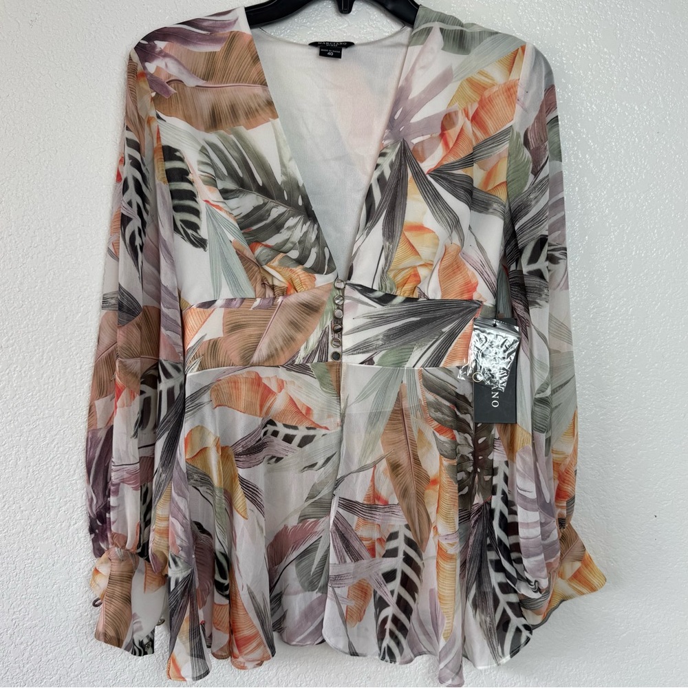 Marciano by Guess Tropical Floral Leaf Print Blouse Women’s Size Small
